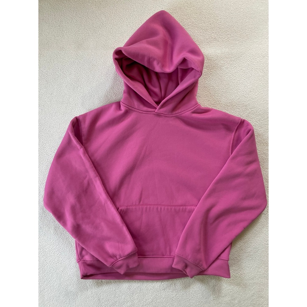 Sumwon Mens Large Hoodie Pink Heavyweight Fleece Pullover Relaxed Fit